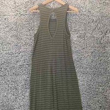 Express Women Long Dress Size S Green Army Stripped Sleeveless Open Back Sides