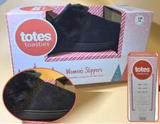 Totes Toasties Women's Hoodback Slippers; Memory Foam - Black; Large Size 8-9