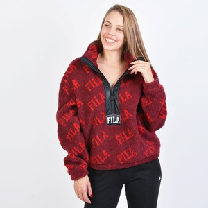 Fila Jayla Estampado Sherpa Media Cremallera Sudadera Mujer Burdeos Vida  Top | eBay