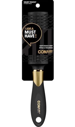 Conair Velvet Touch Style & Volume Vented Hair Brush Black Handle New