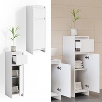 Badschrank Badezimmerschrank Badregal Emma Weiß Midischrank Schublade Vicco