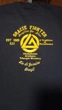 GRACIE MMA FIGHTER Jiu Jitsu FC FIGHTING CHAMPIONSHIP T shirt 2 sided