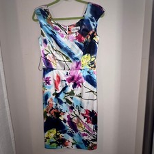 Joseph Ribkoff Floral Print Dress Sleeveless Party Cocktail Size 6