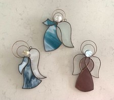 Stained Glass Angels Window Hanging Suncatchers - Lot of 3