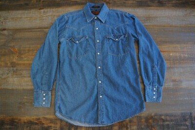 Canyon Guide Outfitters Pearl Snap Western Shirt Mens M Blue Long Sleeve