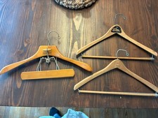 Vintage Setwell 20  Heavy Duty Wooden Suit Pant Hanger Combo Vintage Clamp Plus
