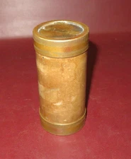 Vintage 5.5" Brass Cylinder Container w/ Double Sided Screw-On Threaded Lid Caps