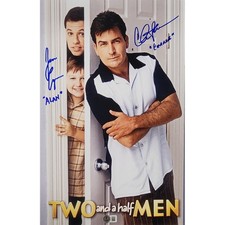 Charlie Sheen and Jon Cryer Signed Mini-Poster #1 (11x17) w/ Character Names