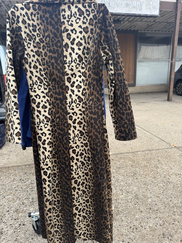 Винтажный леопард печать длинный коричневый пальто XS-женское пальто - Изображение 3 из 4