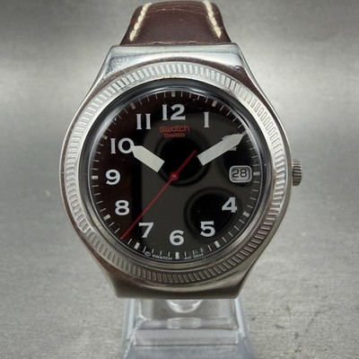 Swatch Irony Uomo d'Onore Watch Men 37mm Black Dial Steel Date Round New Batt TR