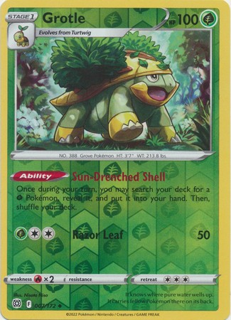 GROTLE 007/172 BRILLIANT STARS POKEMON (REVERSE HOLO, NM)