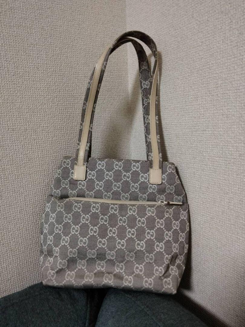 GUCCI GG Monogram Gray Shoulder Bag Imported from Japan