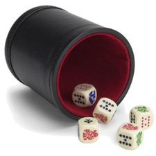 Pocket-Sized Poker Dice Set with Leather Cup
