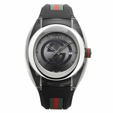 GUCCI SYNC YA137116 Watch Silver Dial Black Rubber Strap Swiss Quartz 46mm Men
