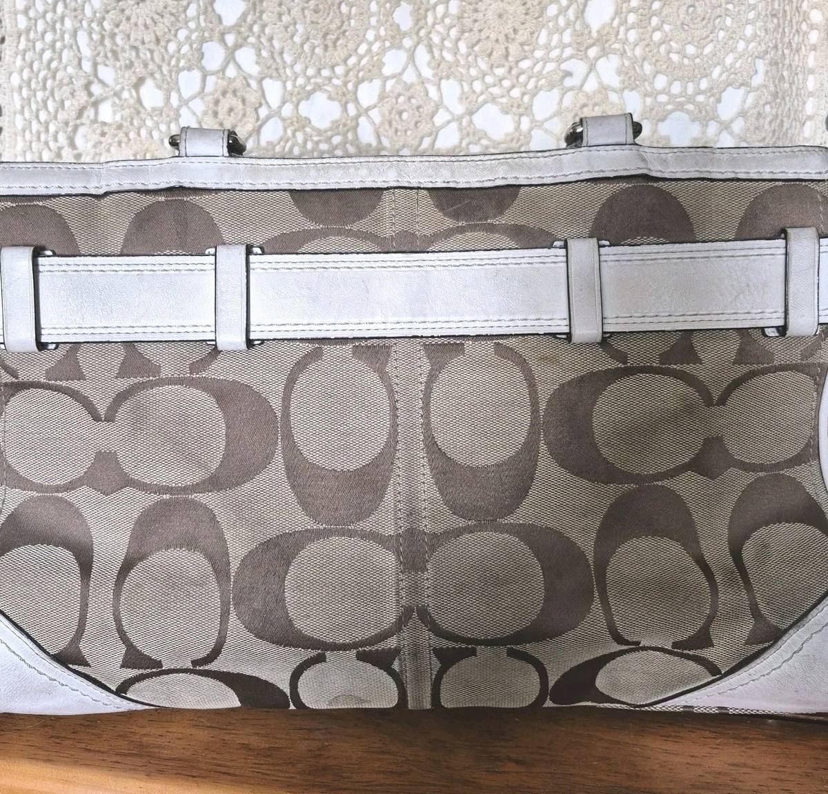 Coach Hampton Signature Stripe Medium Carryall Logo & Cheetah