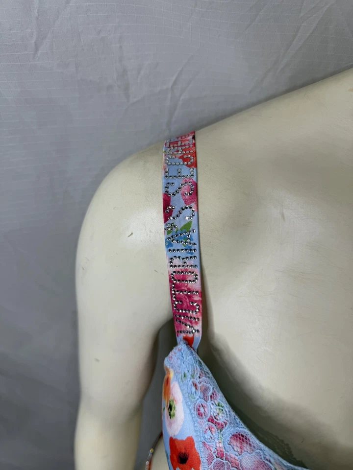 Victoria's Secret Bombshell Plunge Azul Floral 34D Sujetador y Conjunto de Panty a Juego Nuevo con Etiquetas Foto 2 de 4