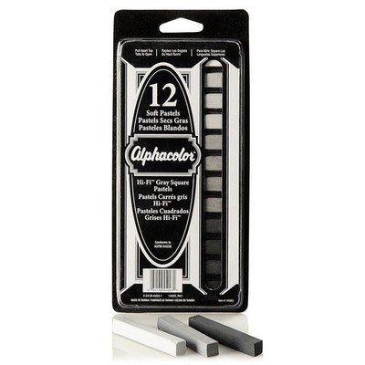 Derwent Alphacolor Soft Square Pastels, 7 Hi-Fi 12 Count (Pack of 1), Gray