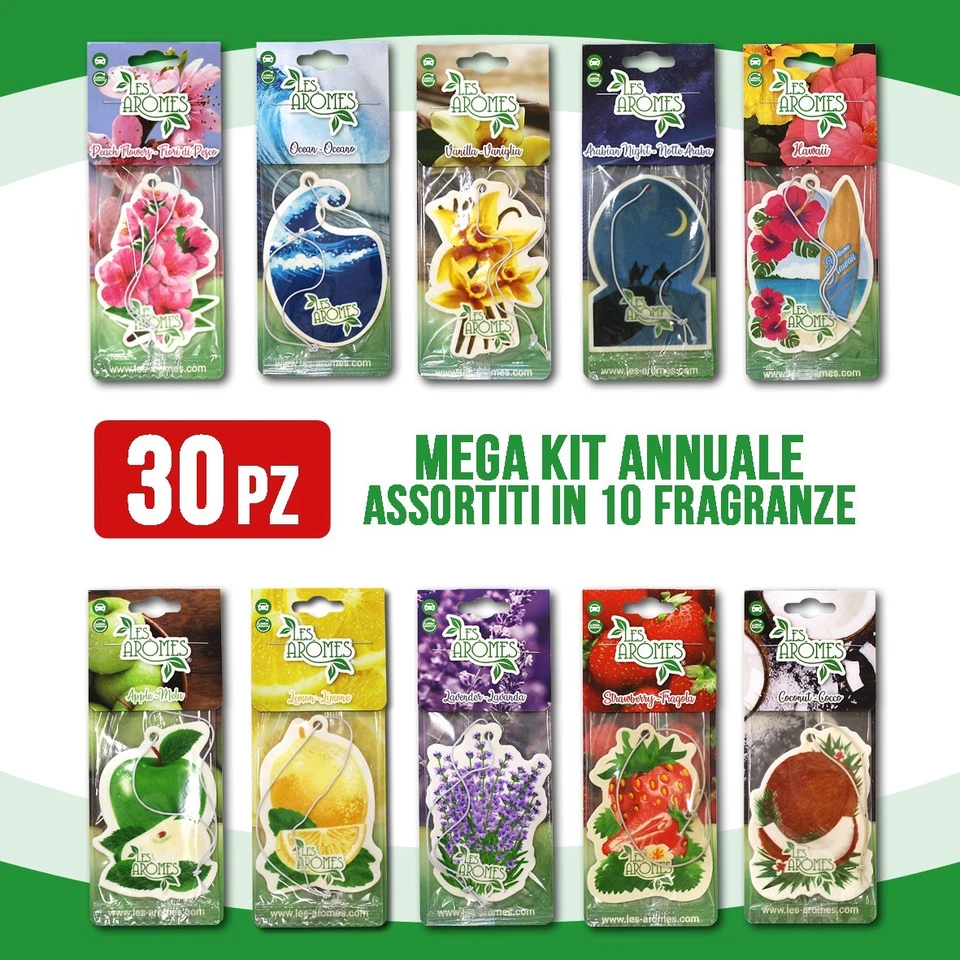 LES AROMES Deodorante profumo auto e ambiente da appendere - MEGA KIT 30 PZ