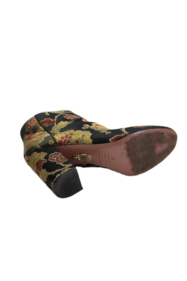 Женские сапоги Aquazzura с круглым носком на молнии на блочных каблуках с цветочным рисунком размер 37 - Изображение 4 из 4