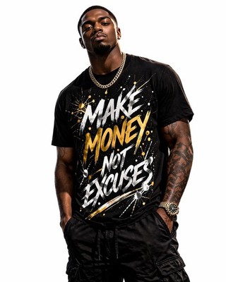 Men s Urban Graphic Tee   Hustle Mindset  Make Money Not Excuses 
