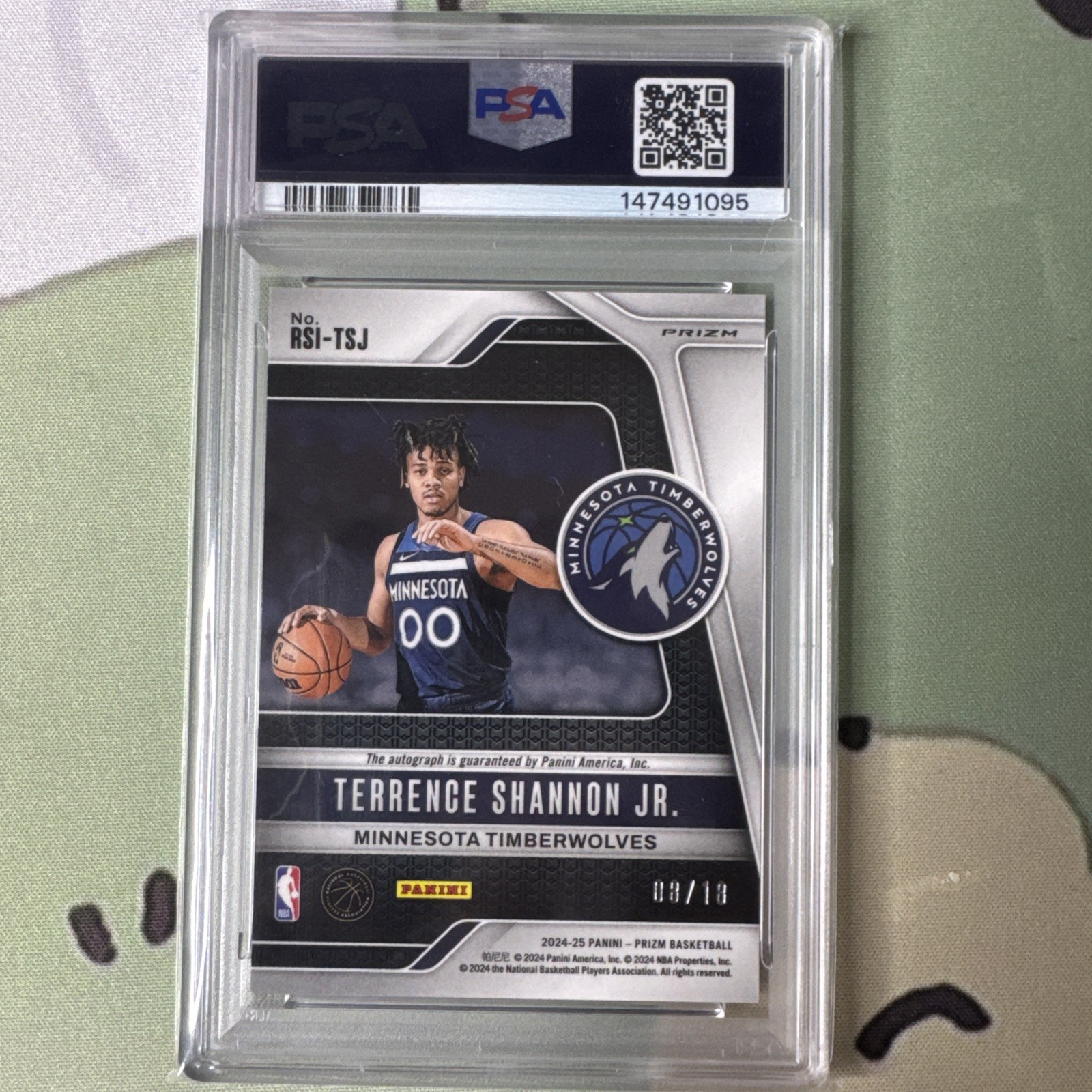 2024-25 Panini Prizm - Terrence Shannon Jr. Lotus RC Auto /18 - Super Rare PSA 9 view 2