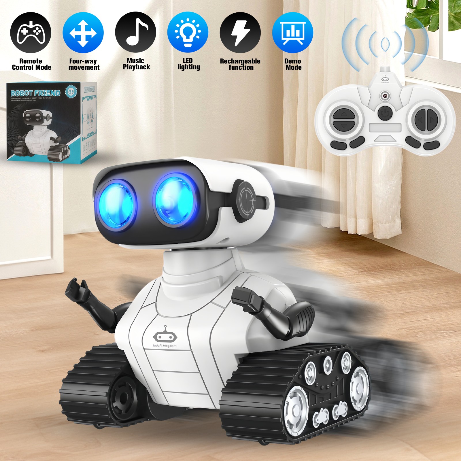, Rc Cars Toys For Kids Boys, Robot Rc Stunt Car With Led Eyes