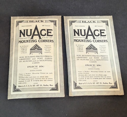 Lot 2 Unopened Packs Vintage NuAce Black Photo and Postcard Mounting Corners