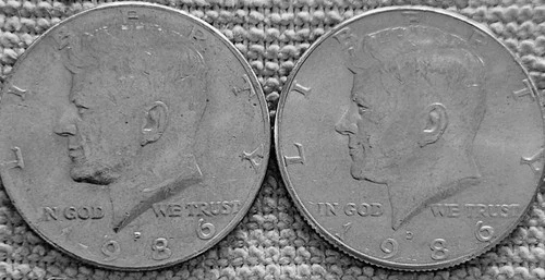 2 - 1986 Kennedy half dollar coins 1 P + 1 D