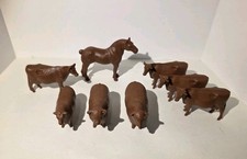 Vintage Brown Plastic Marx Farm Livestock Animals Prize Bull Steer Cow Horse Lot