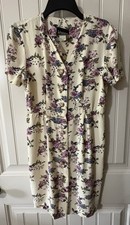 Vintage Whirlaway Frocks Cream Floral Dress No Belt 6P Made in USA