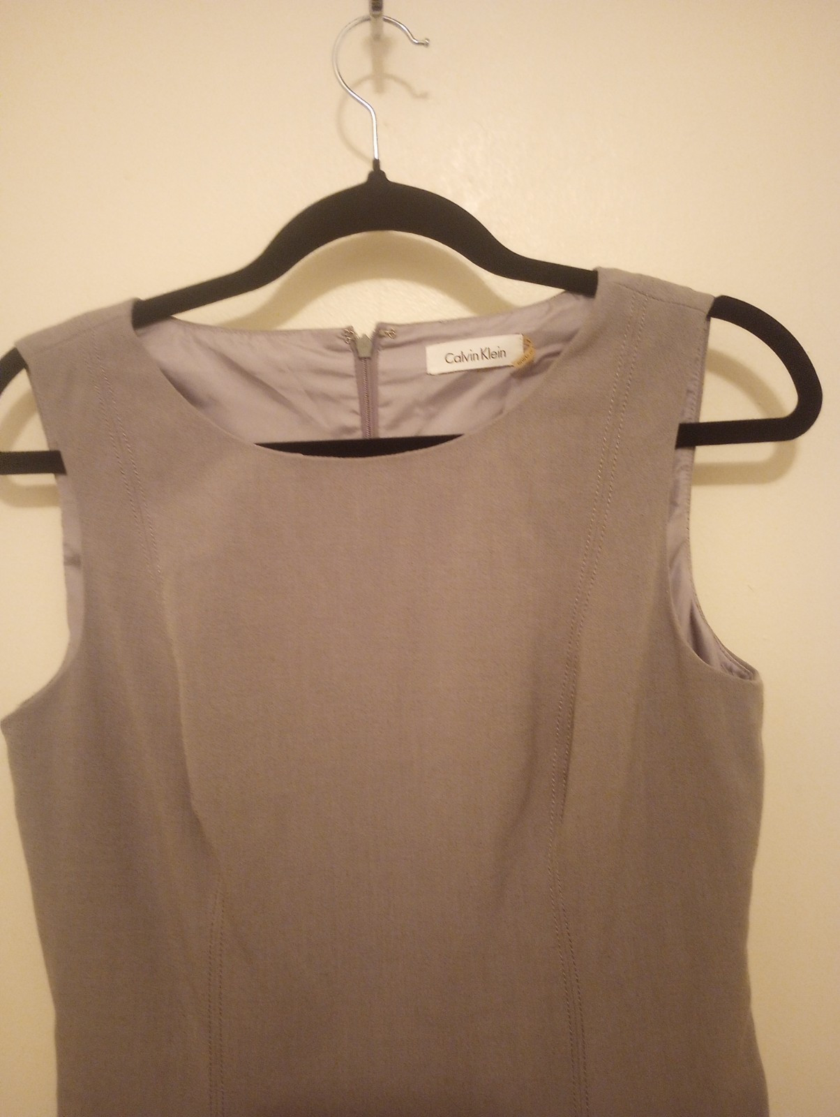 CALVIN KLEIN Solid Gray Sleeveless Sheath Dress S… - image 4