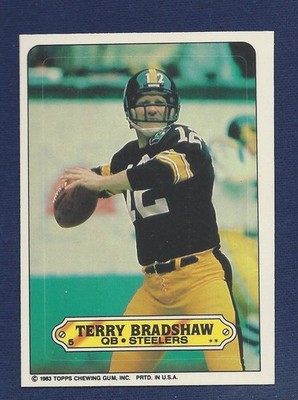 RAZOR SHARP 1983 TOPPS FOOTBALL STICKER #5 TERRY BRADSHAW .99 SHIP Y161 ...