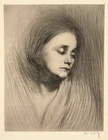 Portrait woman engraving Eau Forte Henri the Rich print XX°