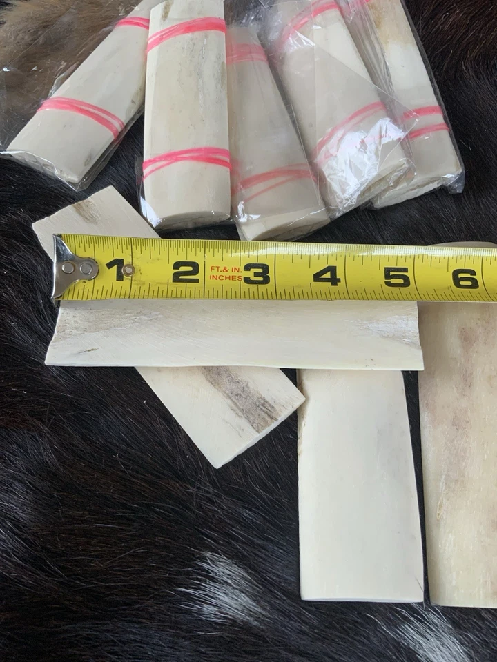 Escalas de cuchillos de hueso de camello, naturales, sin pulir, 5” X 1 1/2”, sin rellenos, juego de cuchillos Foto 4 de 4