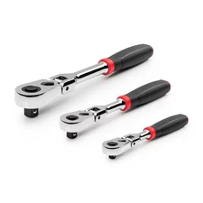1/4,3/8,1/2 In. Drive Flex Head Quick-Release Comfort Grip Ratchet Set (3-Piece)