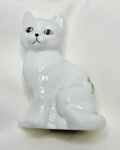 Fenton Art Glass B Nellinger Hearts Flowers Carnival Glass Cat Figurine