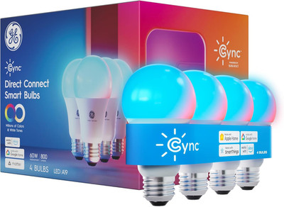 GE A19 Smart LED Light Bulbs, Color Changing Room Décor, Works with Alexa and Go