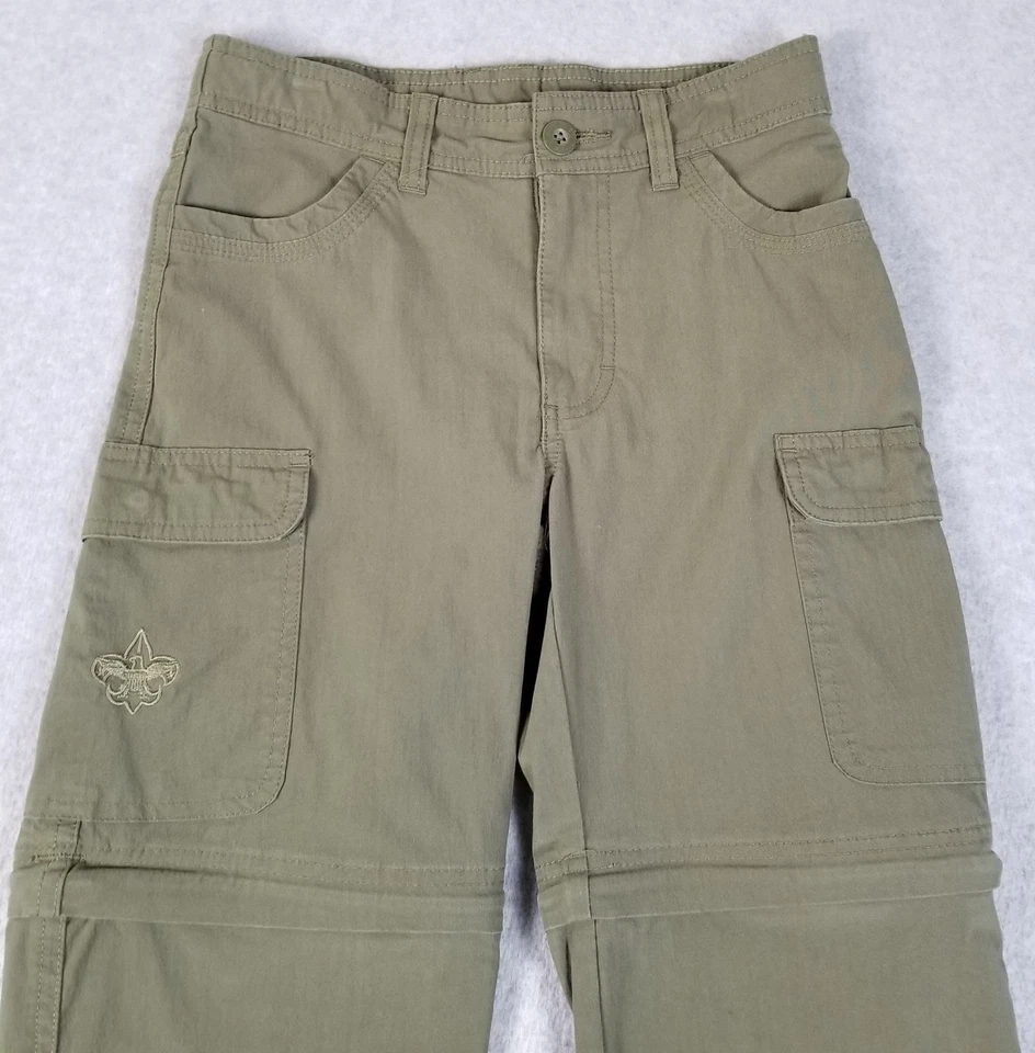 Boy Scouts of America Cargo Pants Boys Youth 10 Green Convertible Zip Off Shorts - Image 2 of 4