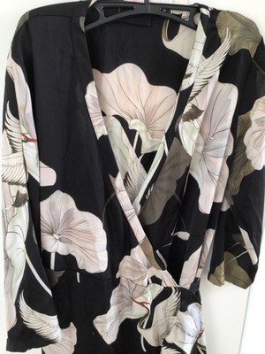 object blusenkleid wickel 40 kranich blumen print boho blogger