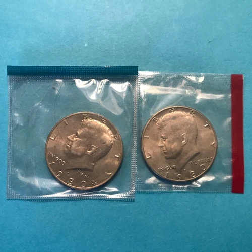 1980 P&D Kennedy Half Dollars Mint Cello  Unc   FREE SHIP     ***SEE PICS