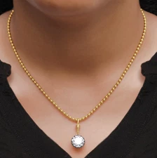 5 Ct Round Cut Diamond Solitaire Necklace 14K Yellow Gold Lab Grown