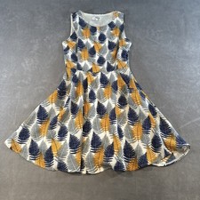 Retro Indie Classic Floral Leaf Print Skater Sleeveless Casual Fit Flare Dress S
