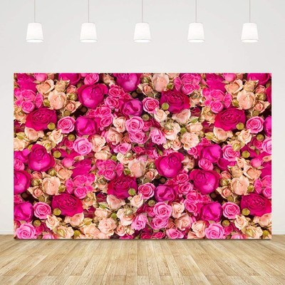 5x3ft Pink Red Rose Flowers Photography Backdrop Valentine's Day Photo Backgroun