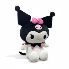 Kuromi Plush 16" Backpack With Adjustable Straps Soft Black White Fabric Pink
