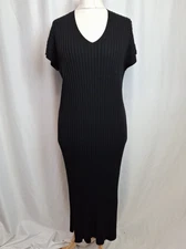 Marks & Spencer Ribbed Short Sleeved Midi Dress Black Women's Medium NWT C4934