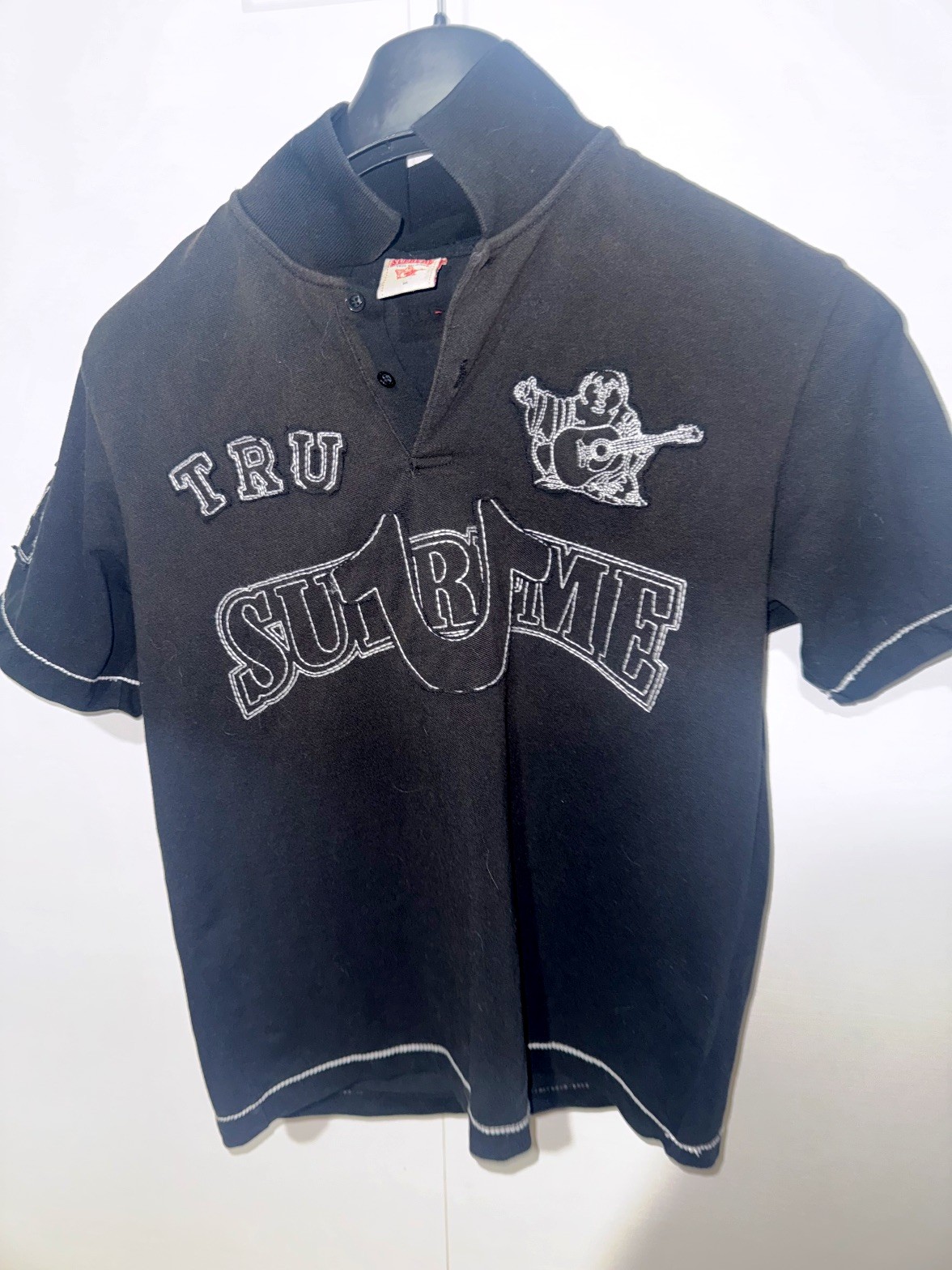 Supreme x True Religion Polo Nera Ricamata Uomo Taglia M Streetwear Rara