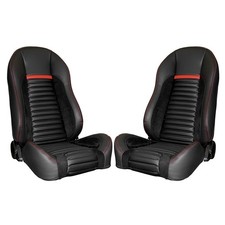 Tmi Bucket Seats Sport R Pro-series Mach 1 Black W Red Mustang 1969-1970 Hig...