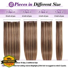 Ugeat Clip in Human Hair Extensions 18" 100g Chocolate to Honey Blonde Double...