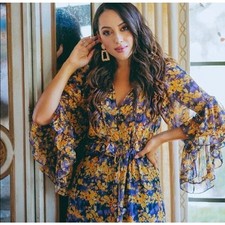 MISA Los Angeles Yanira Midi Dress Ruffle Floral XS