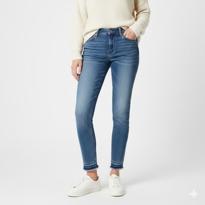 Abercrombie & Fitch Harper Ankle Jeans Women Size 2 26 x 26 Blue Raw Hem